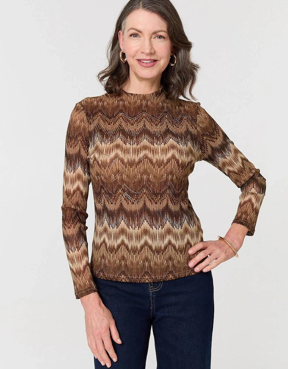 Sparkly Embellished High Neck Fitted Top, 2 of 1