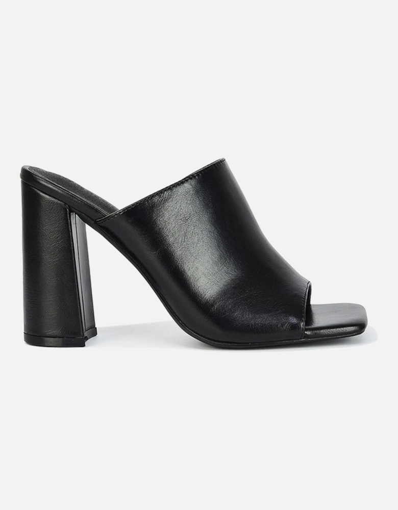 'Sunday' Square Toe Block High Heel Mule Peep Toe Sandals