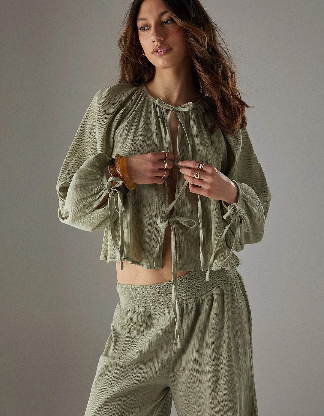 Cheesecloth Tie Front Boho Blouse, 2 of 1