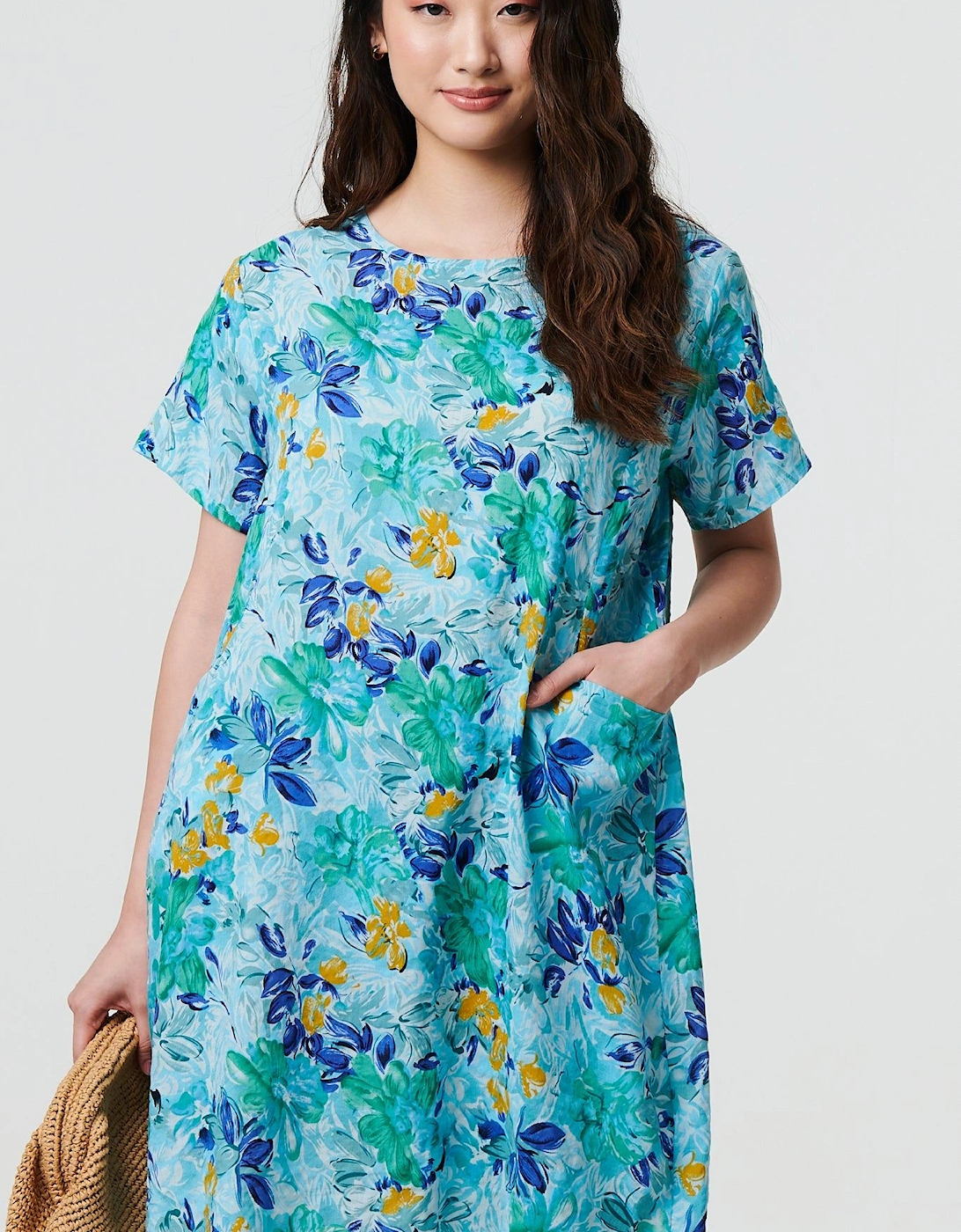 Floral 1/2 Sleeve Knee Length Shift Dress, 2 of 1