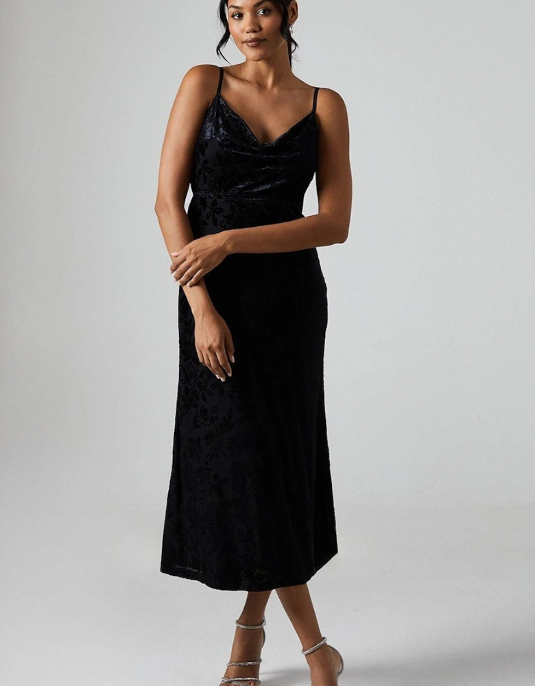 By Coast Devore Cowl Neck Midi Dress