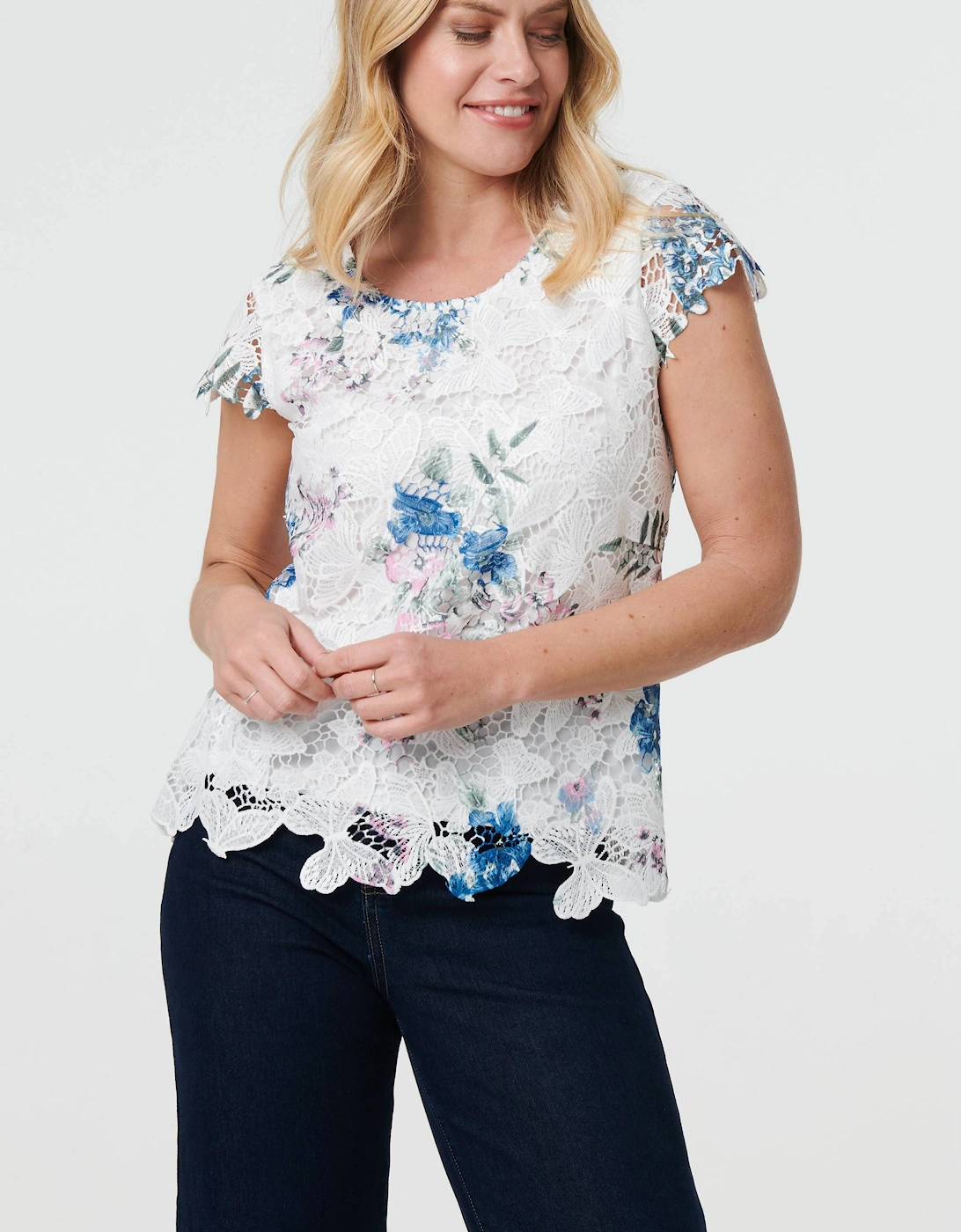 Floral Lace Layered Frilled Blouse Top, 2 of 1
