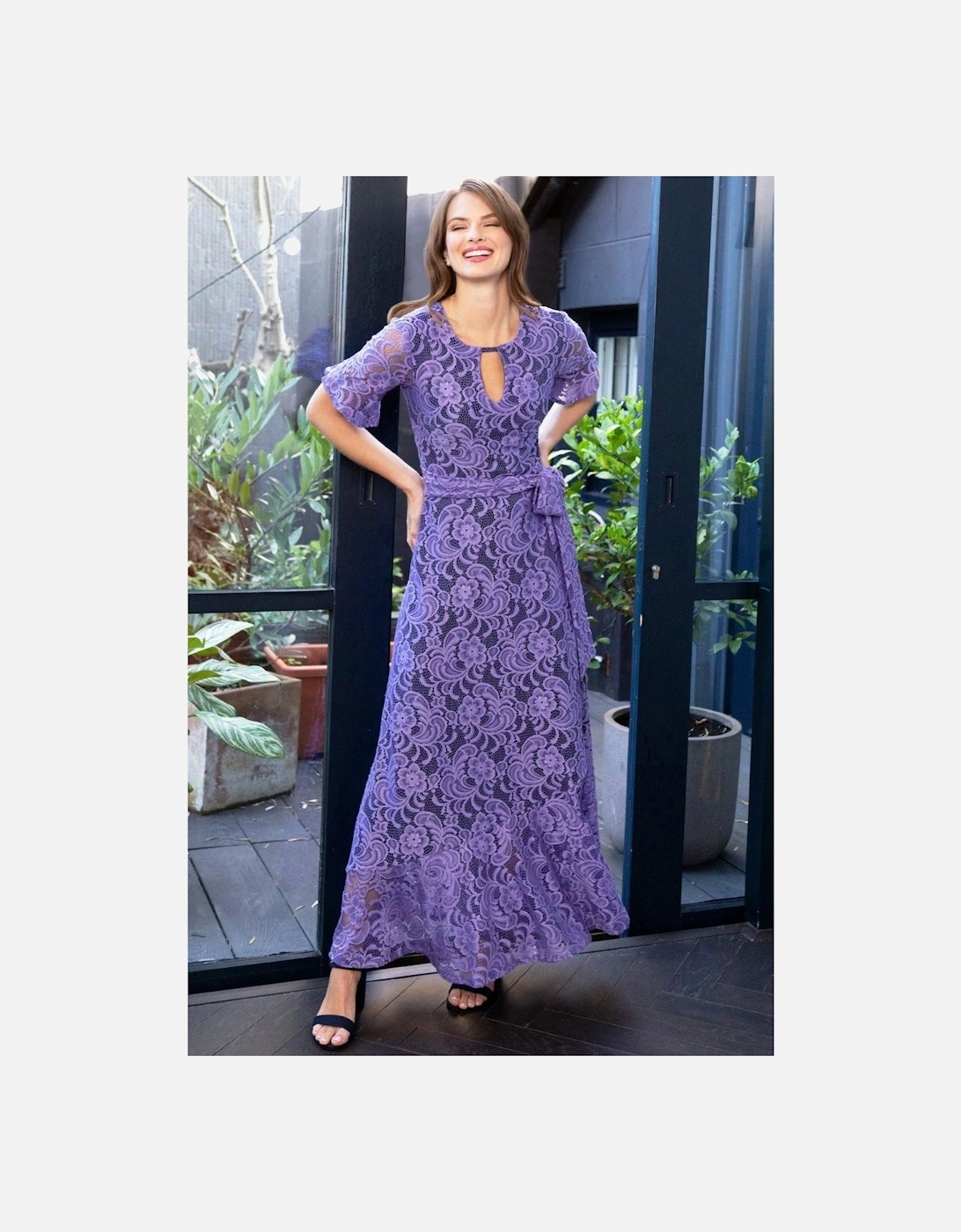 Keyhole Lace Dress with Asymmetric Hem, 2 of 1