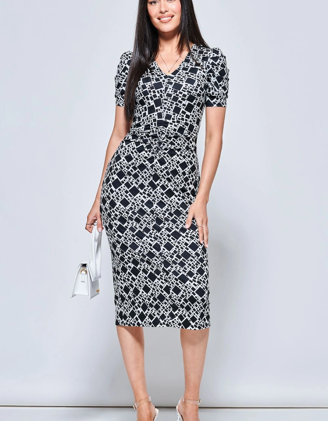 V Neck Bodycon Midi Dress, 2 of 1