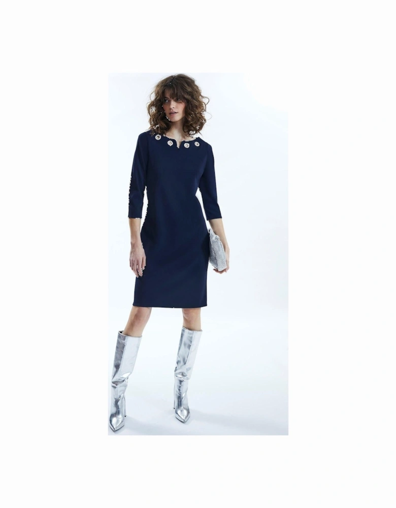 Metallic Eyelet Collar Dress