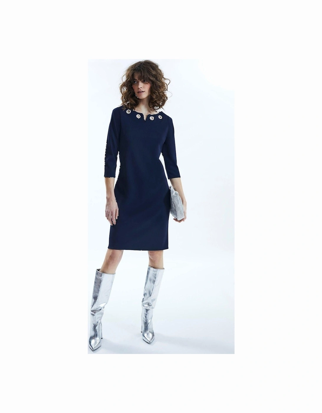 Metallic Eyelet Collar Dress, 2 of 1