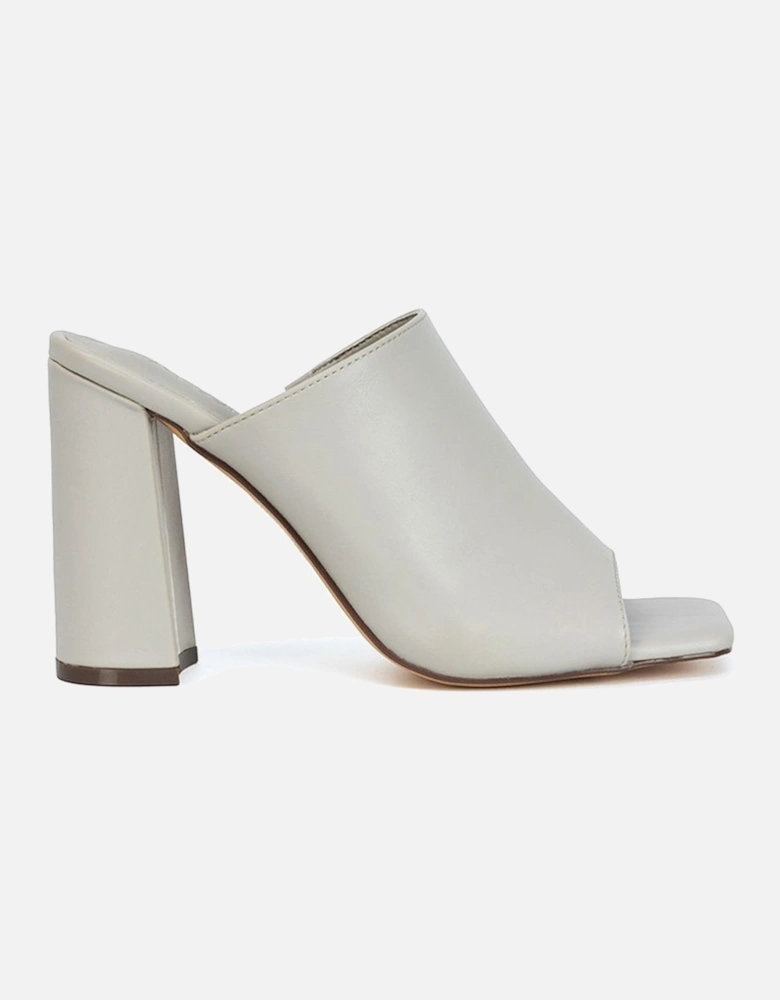 'Sunday' Square Toe Block High Heel Mule Peep Toe Sandals