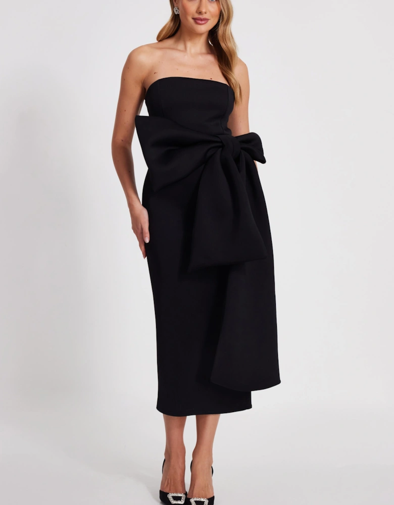 Black Strapless Bow Midaxi Dress