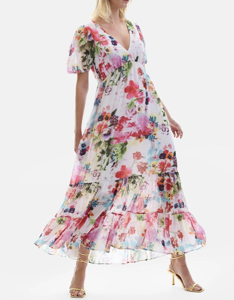 V-neck Floral Midi Dress