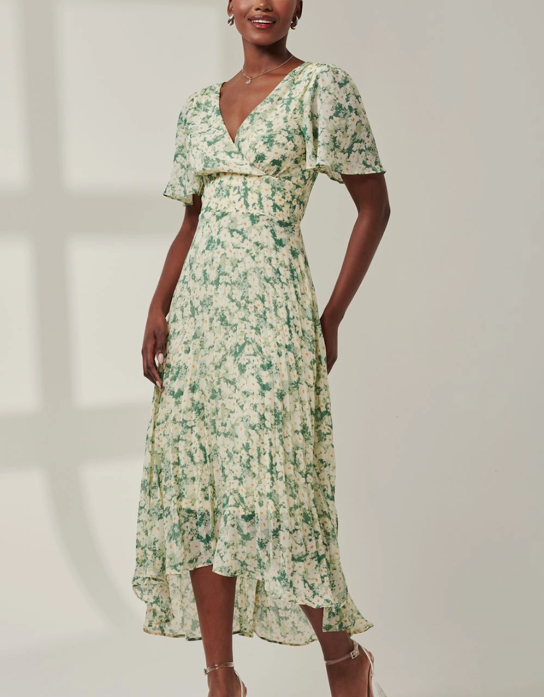 Chelsea Pleated Chiffon Dip Hem Maxi Dre, 2 of 1