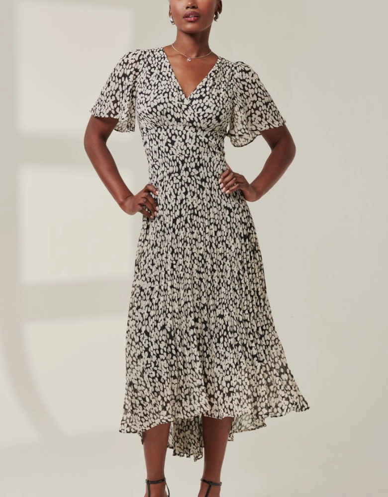 Chelsea Pleated Chiffon Dip Hem Maxi Dre