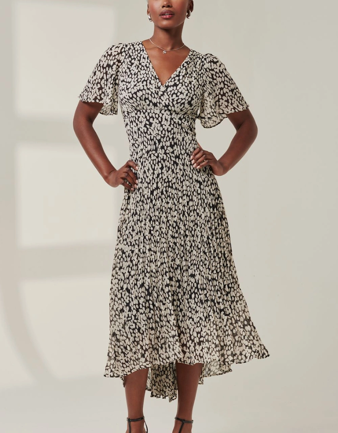Chelsea Pleated Chiffon Dip Hem Maxi Dre, 2 of 1