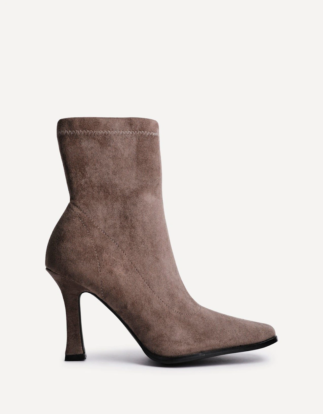 Noelle Mocha Suede Square Toe Heeled Sock Boot, 2 of 1