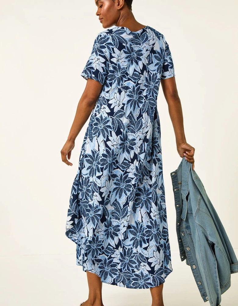 Floral Print Midi T-Shirt Dress