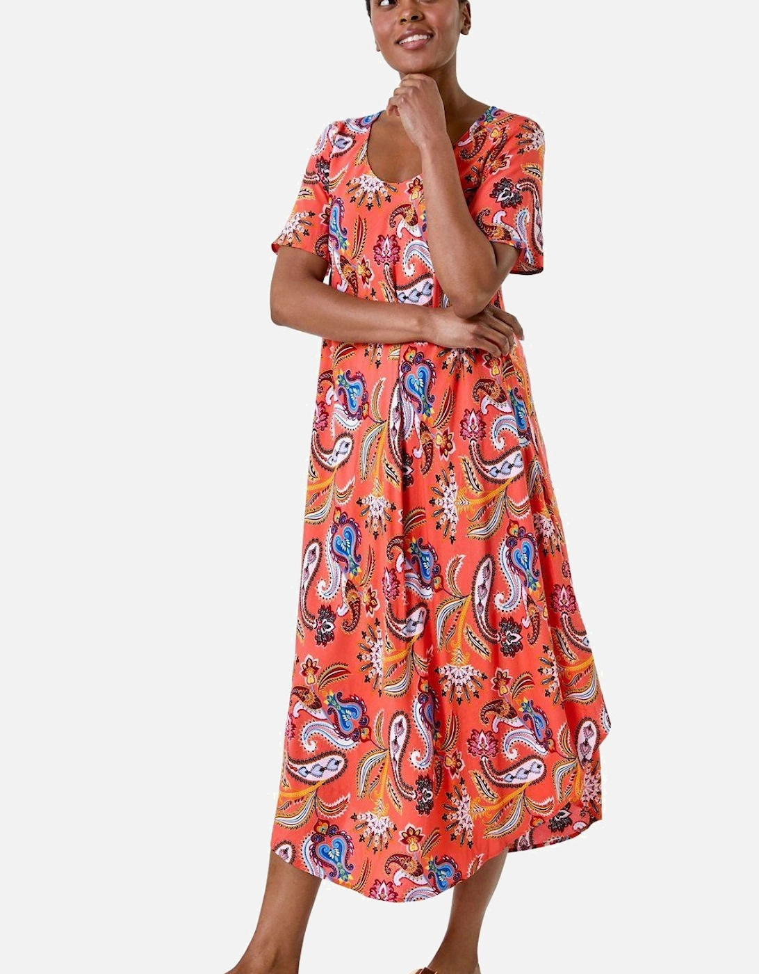 Paisley Print Midi T-Shirt Dress, 2 of 1