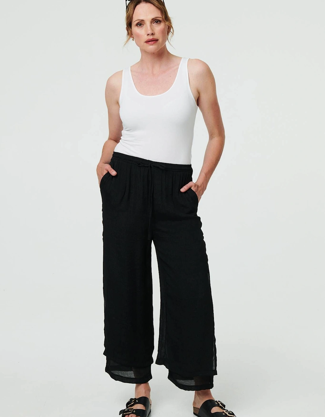 High Waist Side Split Layered Trousers, 2 of 1