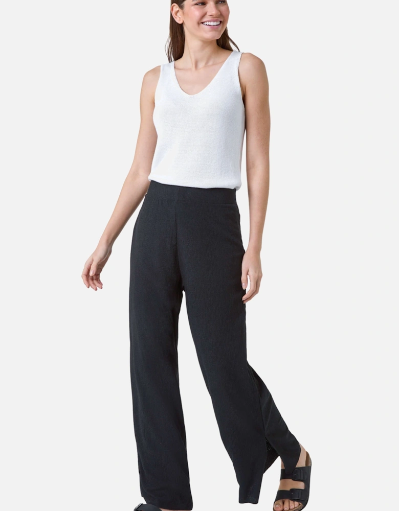 Crinkle Side Split Elastic Waist Trousers