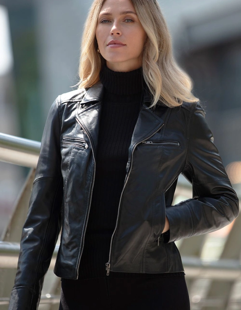'Eva' Leather Biker Style Jacket Women Coat