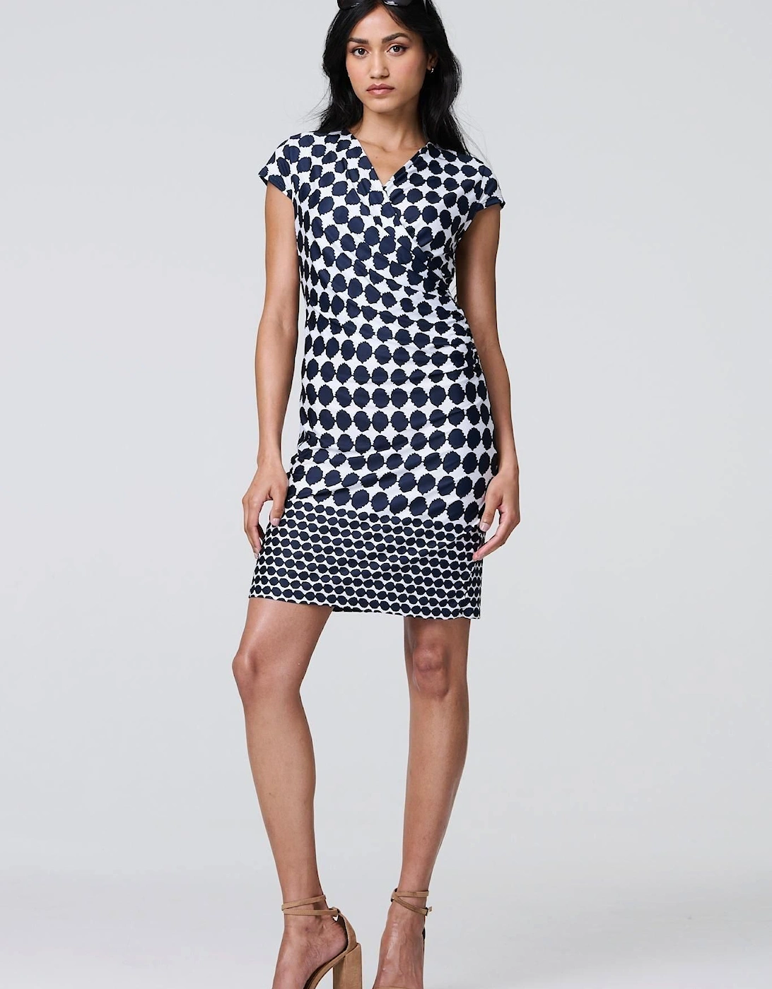 Polka Dot Faux Wrap Shift Dress, 2 of 1