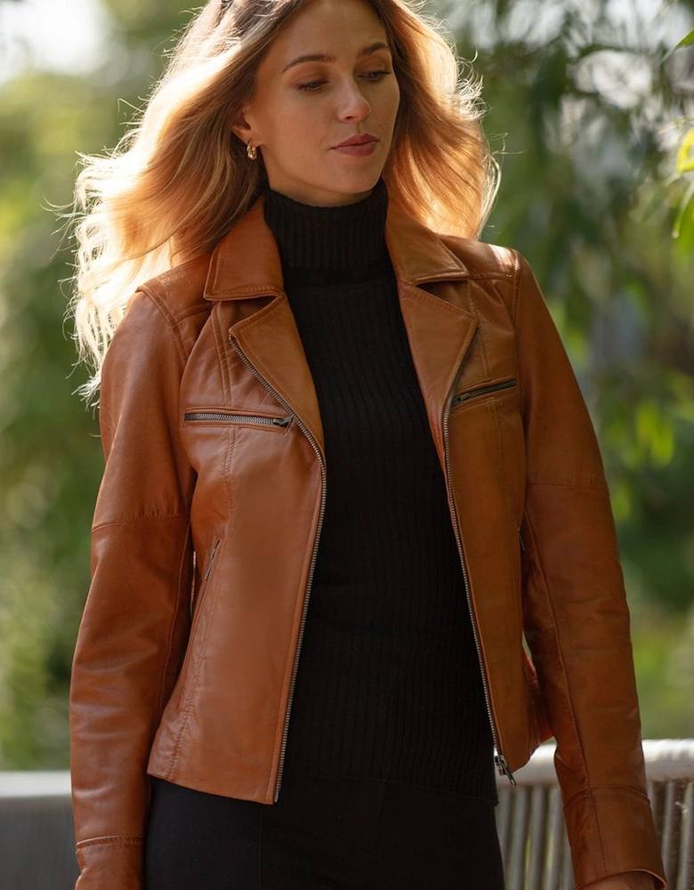 'Eva' Leather Biker Style Jacket Women Coat