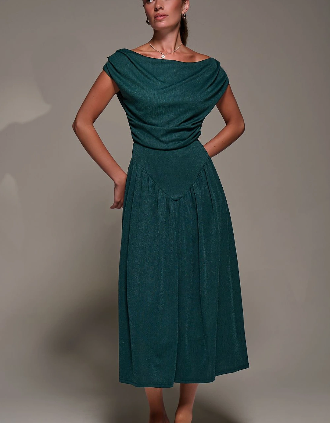 Asymmetric Neckline Midaxi Dress, 2 of 1
