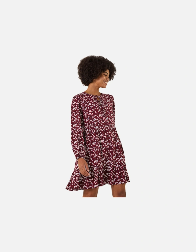 Floral Tie Front Smock Dress