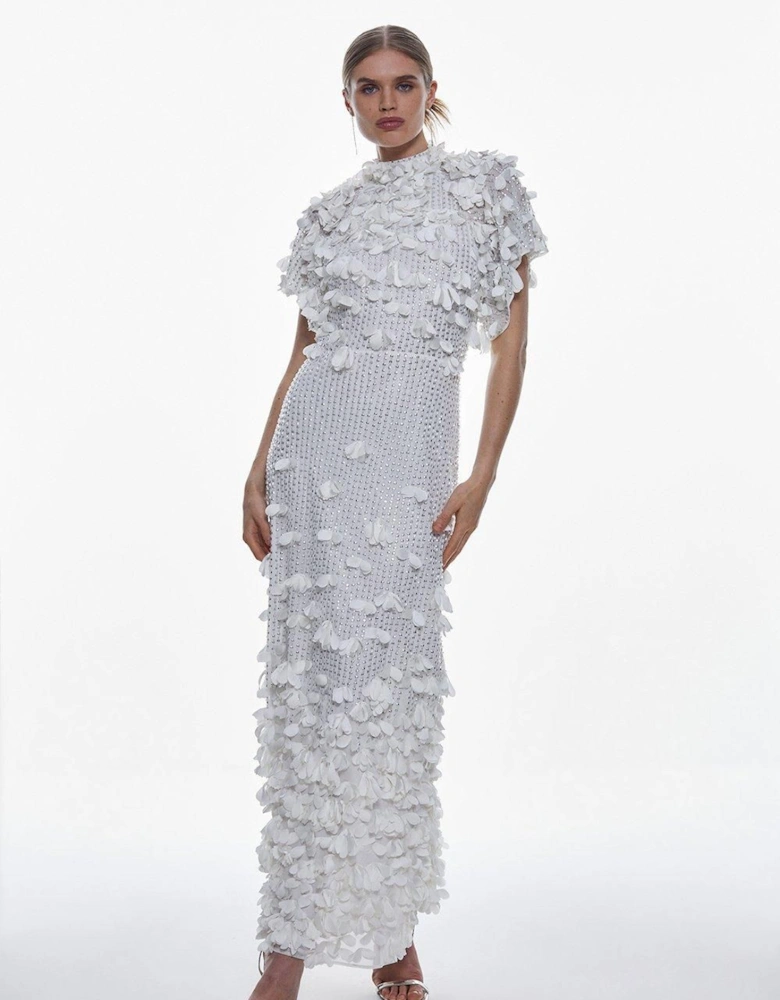 Tall Crystal Applique Angel Sleeve Woven Maxi Dress