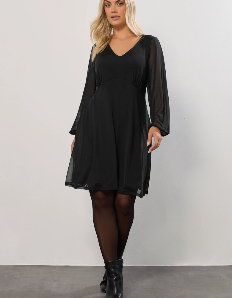Mesh Sleeve Mini Dress