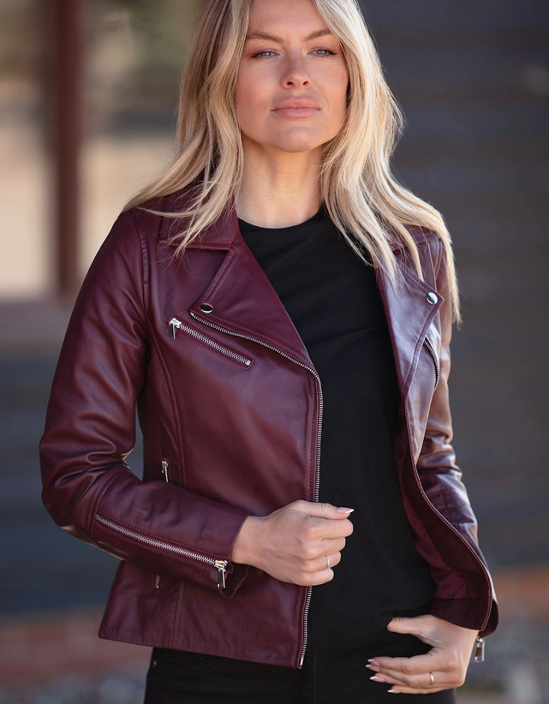 'Giulia' Ladies Veg Tanned Leather Biker Jacket, 2 of 1
