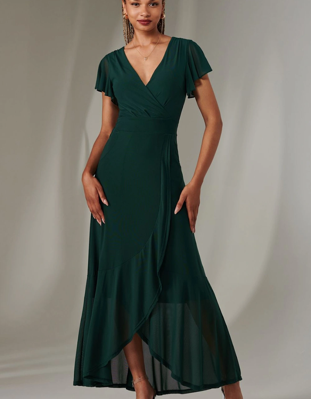 Plain Wrap Mesh Maxi Dress, 2 of 1