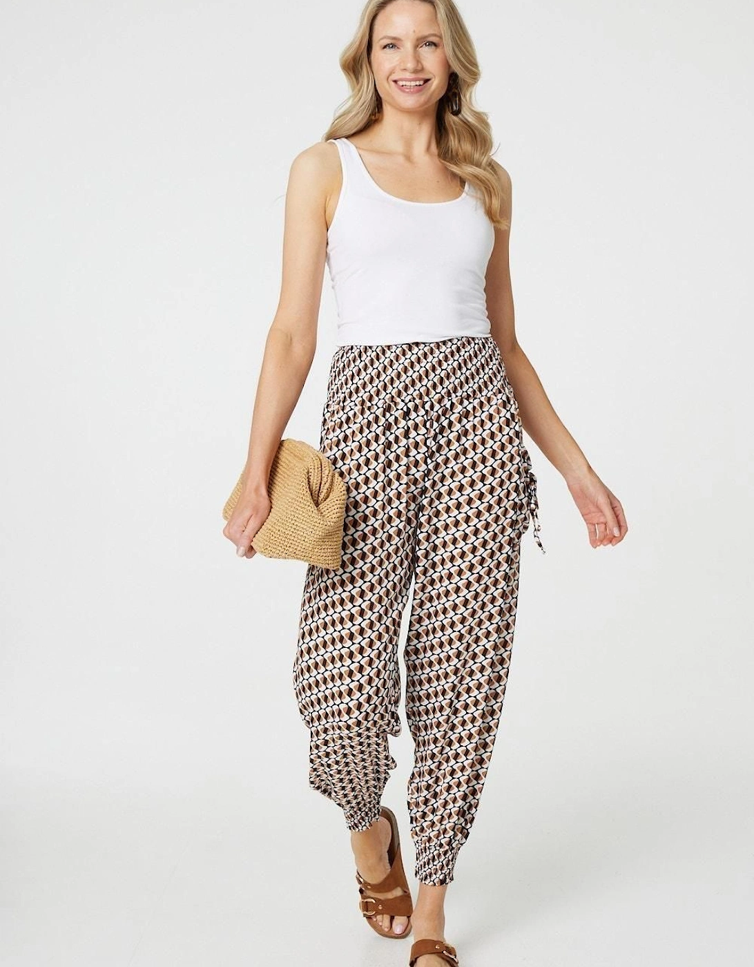 Geo Print High Waist Tassel Harem Pants, 2 of 1