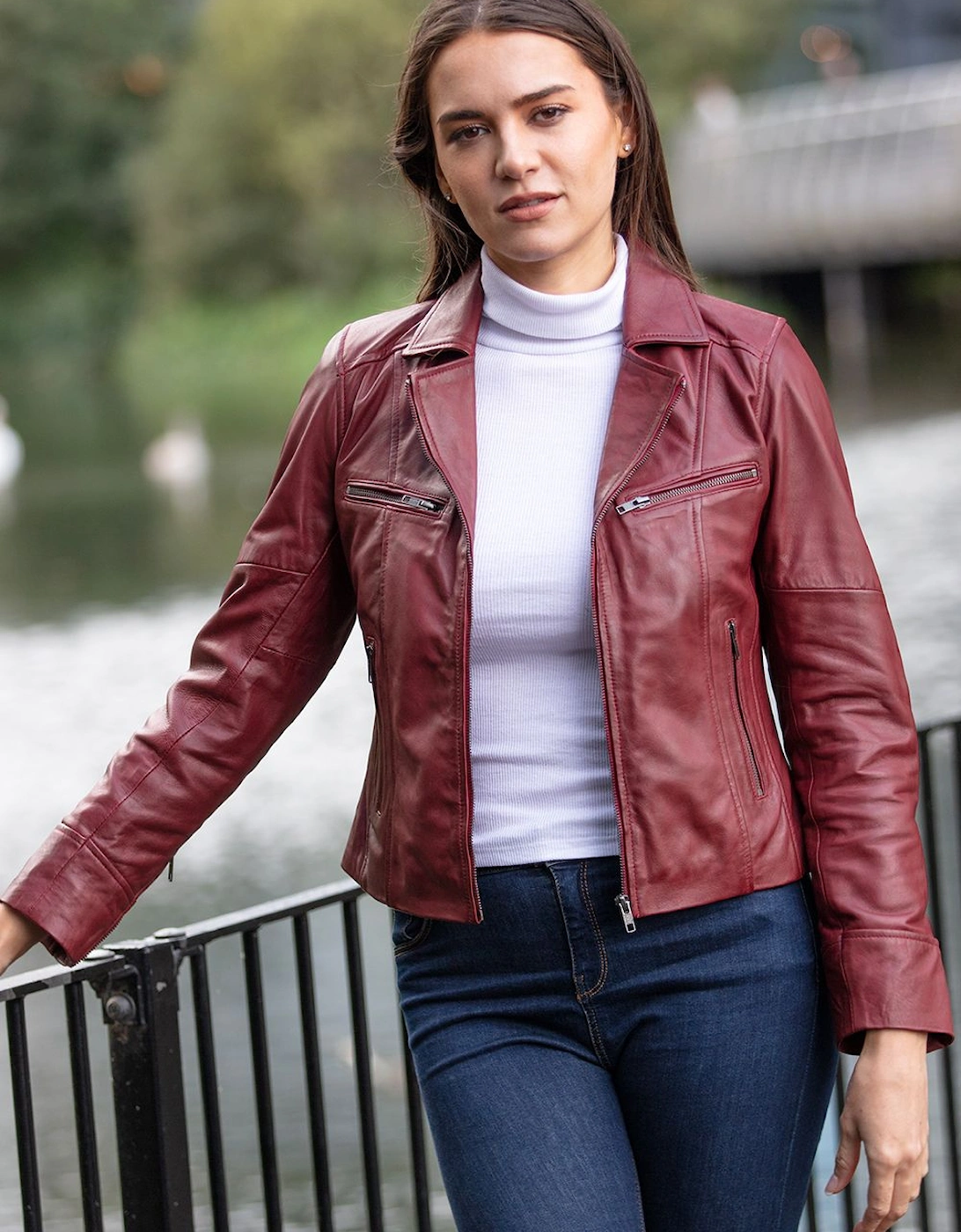 'Eva' Leather Biker Style Jacket Women Coat, 2 of 1