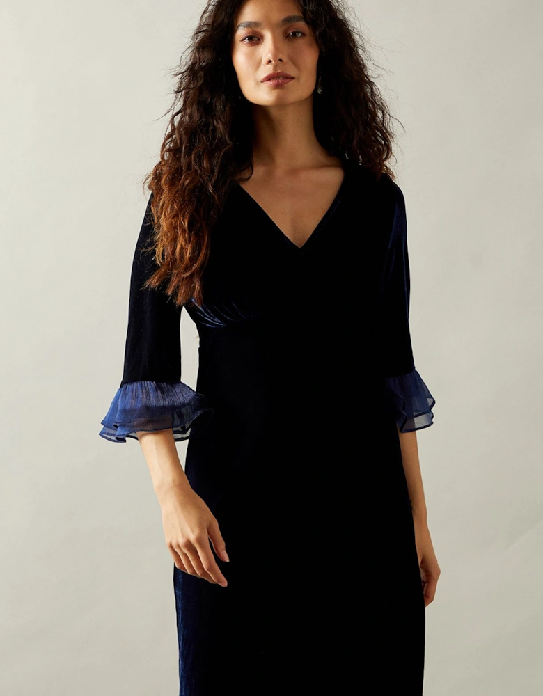 Occasion Velvet Pleated Cuff Mini Dress