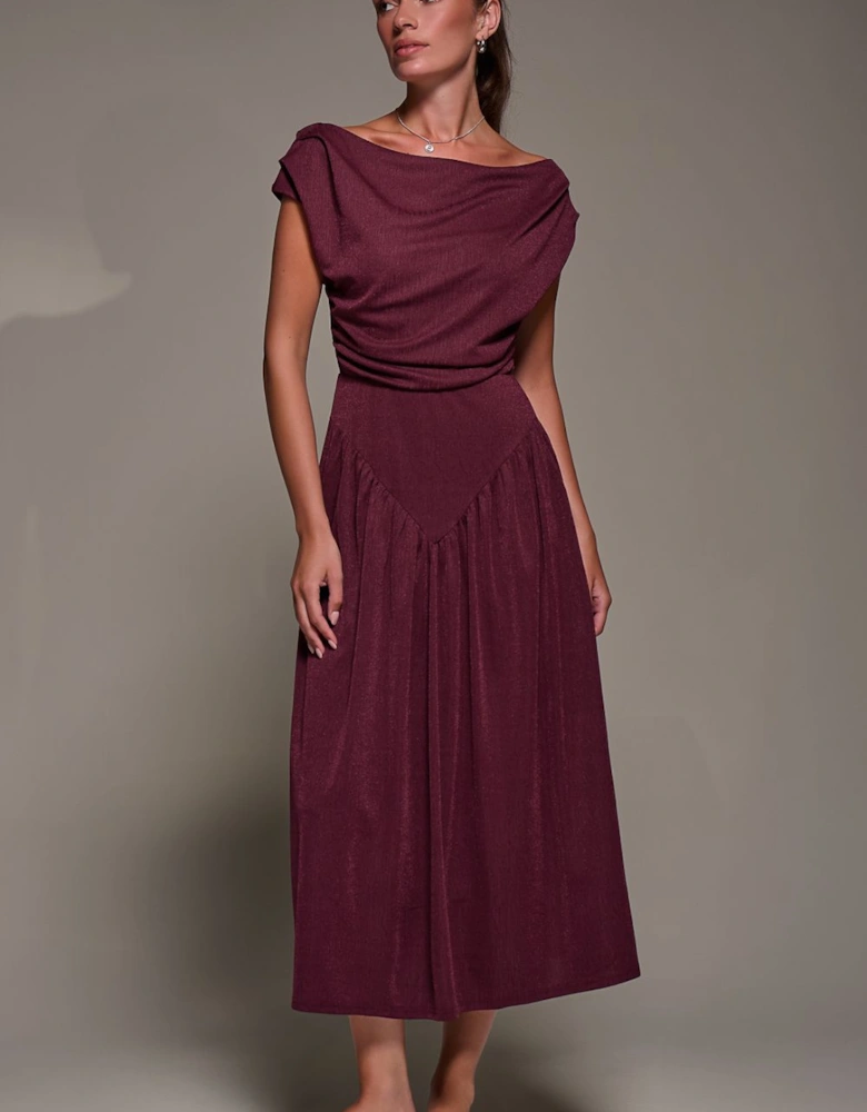 Asymmetric Neckline Midaxi Dress