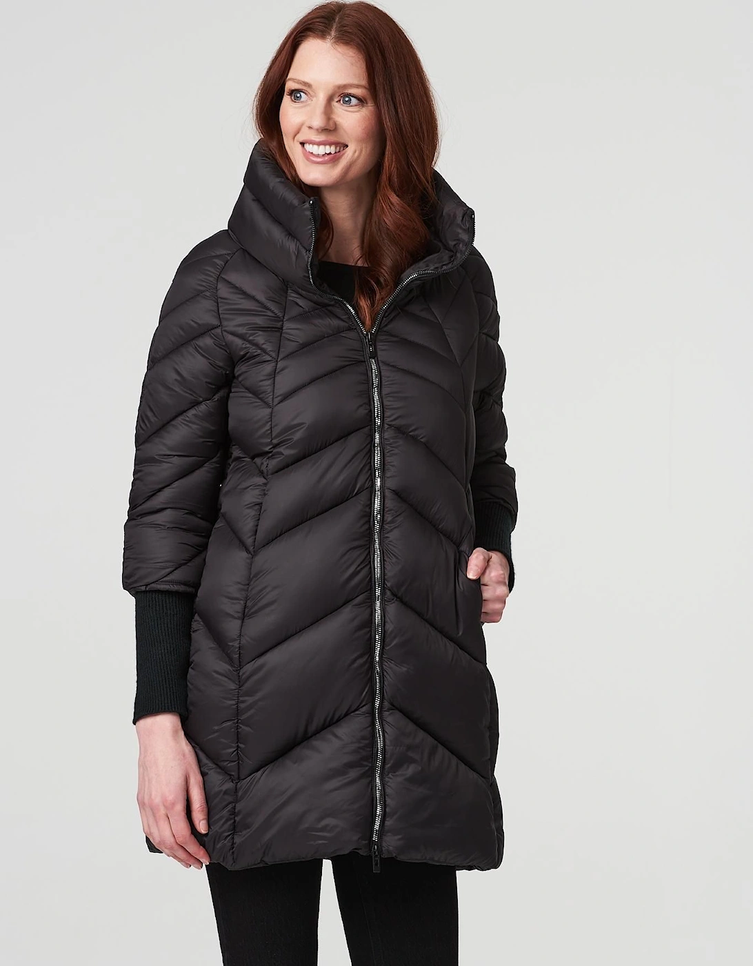 High Neck Knit Cuff Puffer Coat, 2 of 1