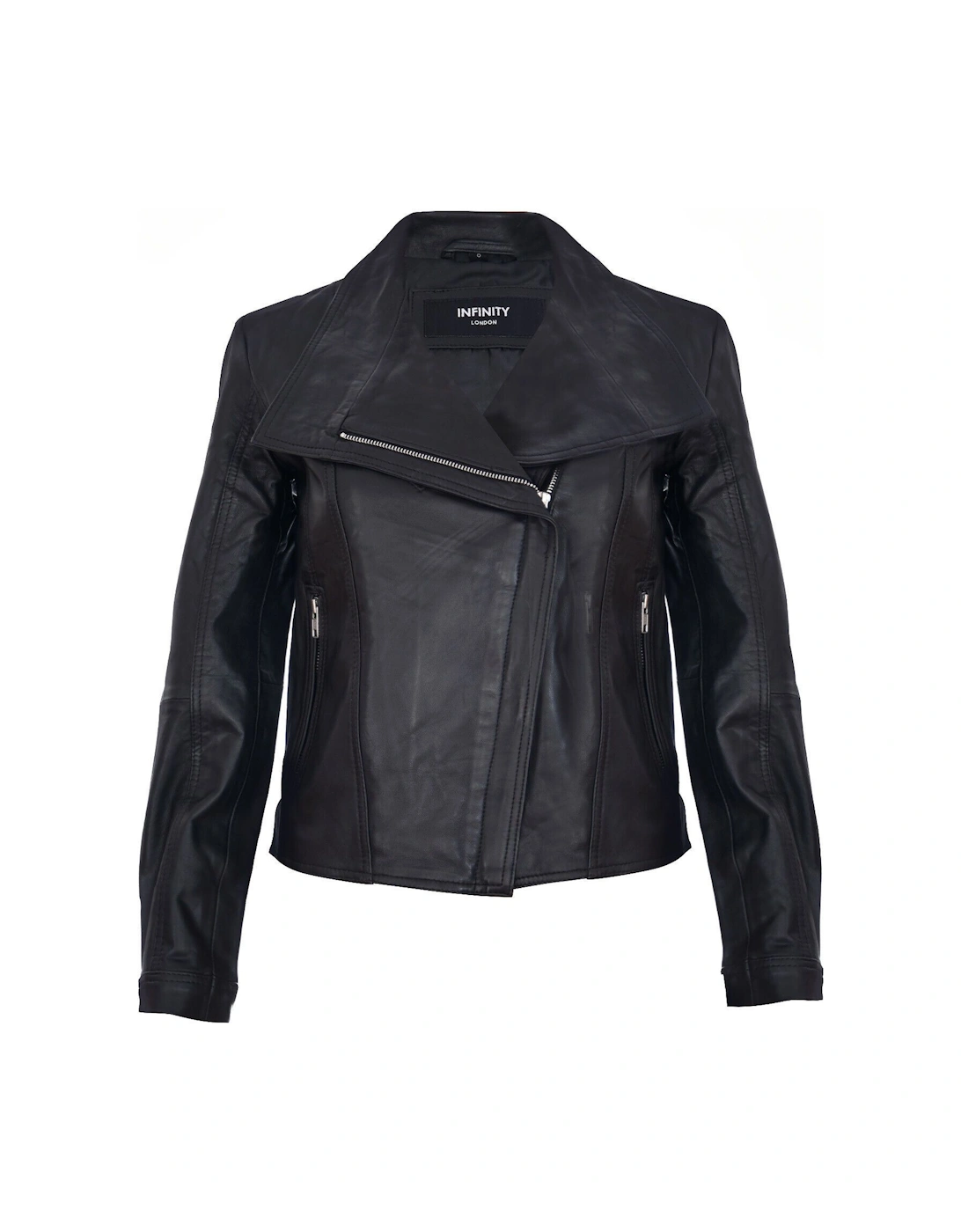 Classic  Leather Shawl Wrap Biker Jacket - Morpeth, 2 of 1