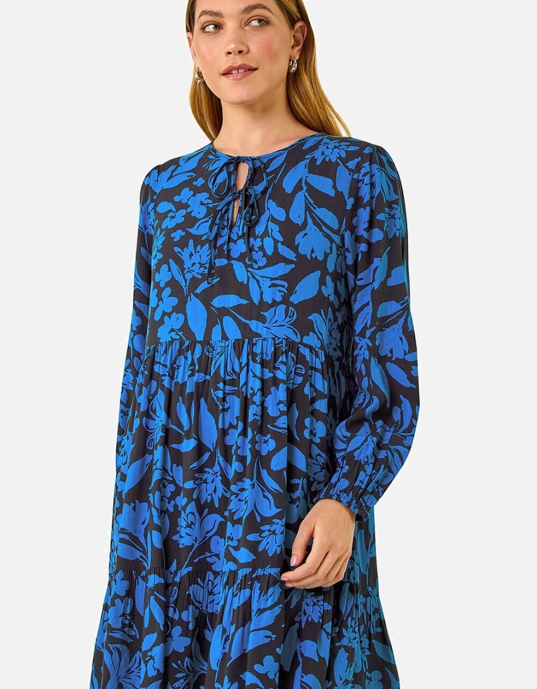Floral Print Tie Front Smock Dress, 2 of 1