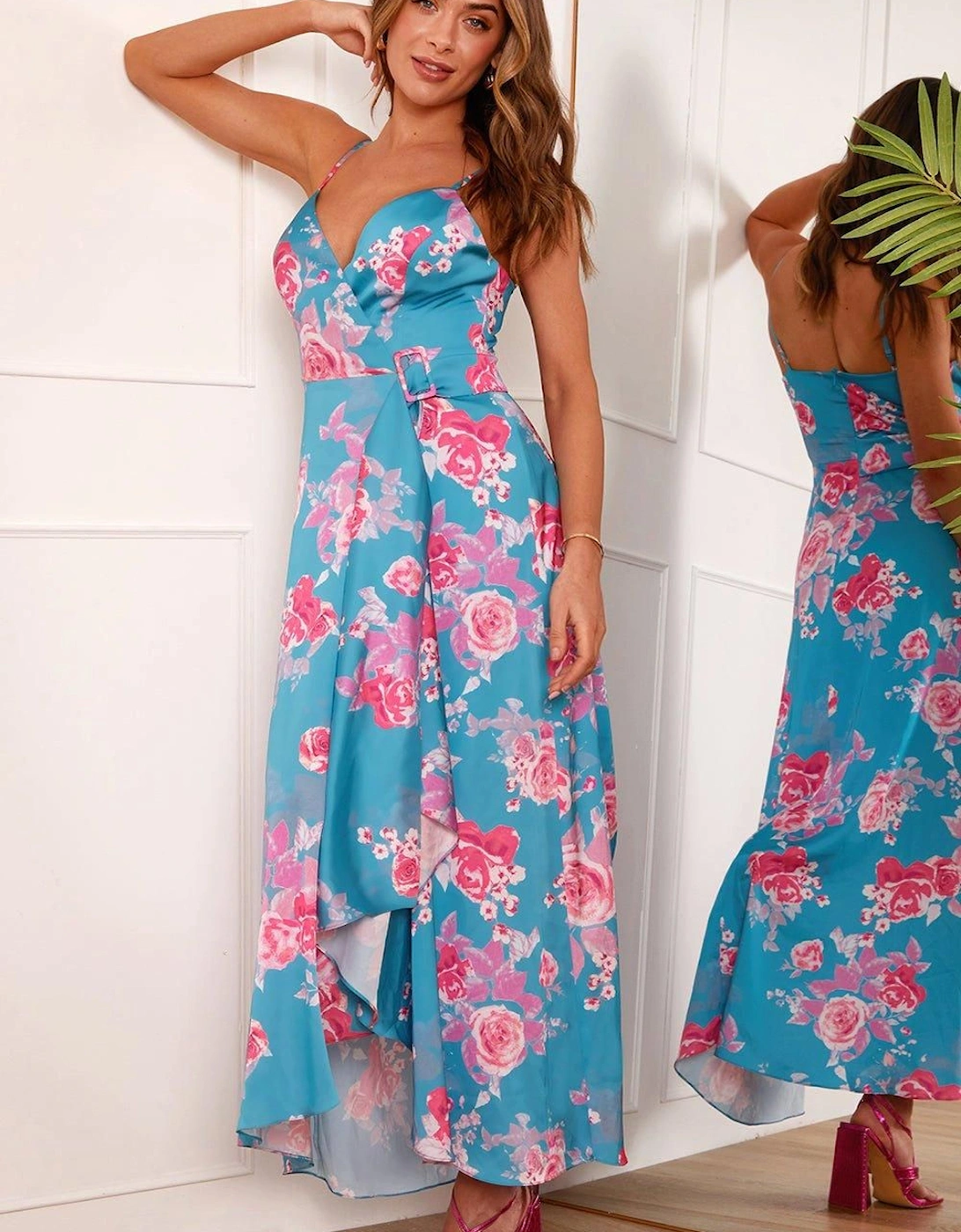 Cami Floral Wrap Dip Hem Midi Dress, 2 of 1