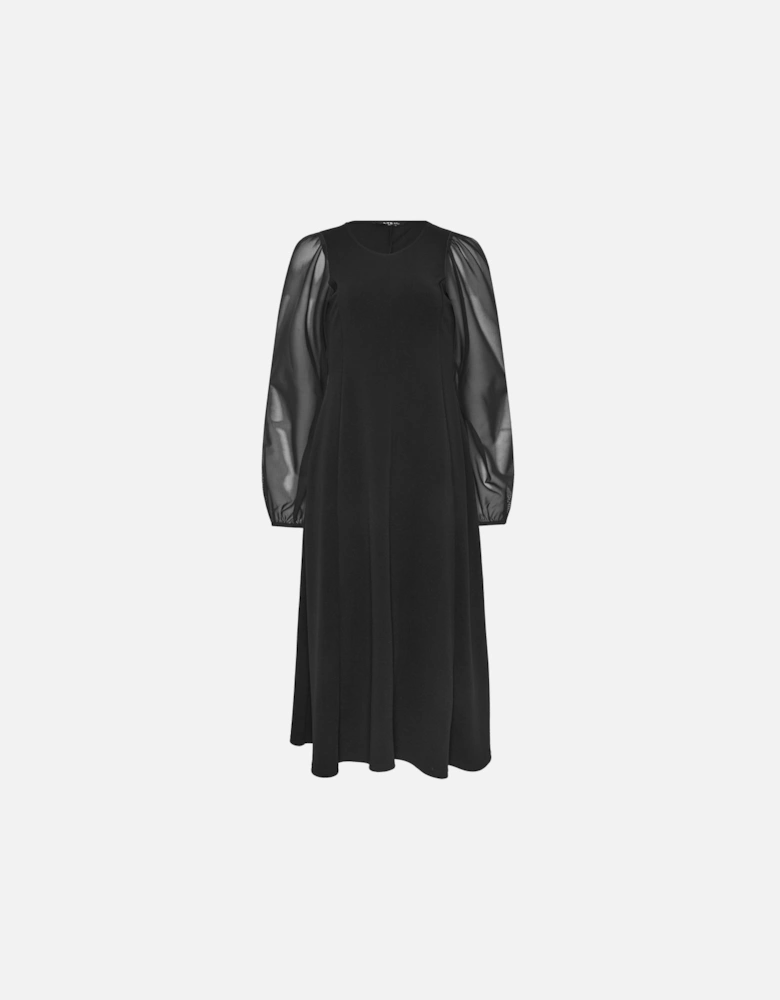 Mesh Sleeve Midi Dress