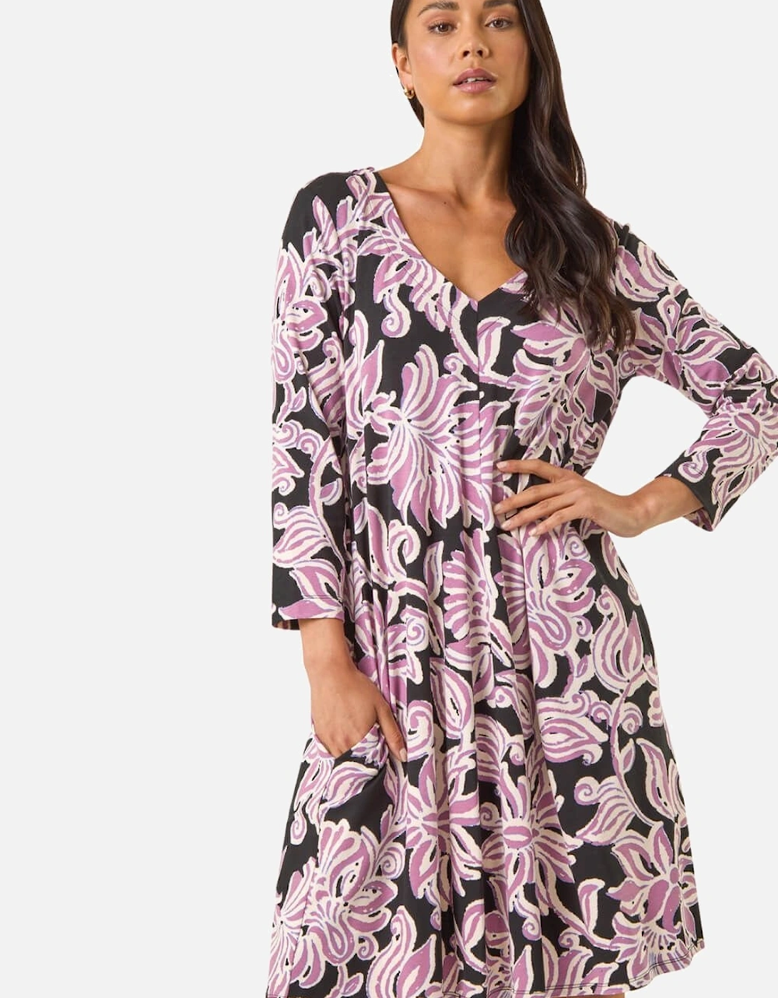 Petite V-Neck Swing Dress, 2 of 1