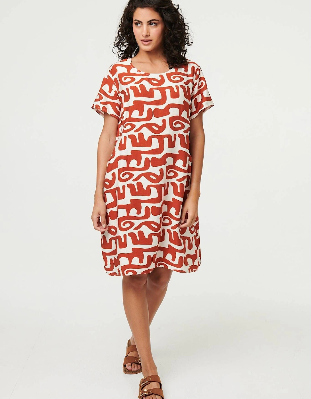 Abstract 1/2 Sleeve Knee Length Dress, 2 of 1