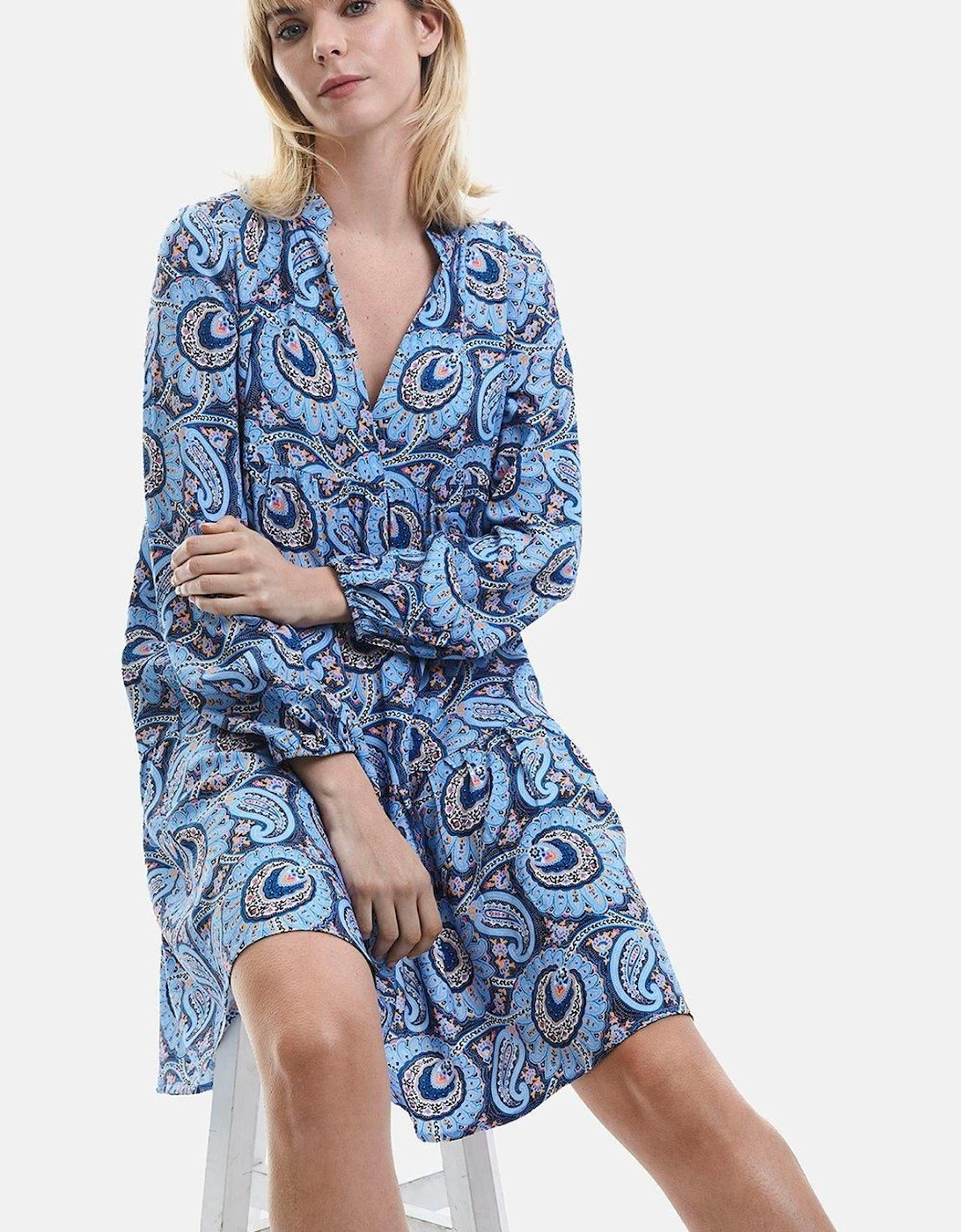 Short Paisley V-neck Dress, 2 of 1