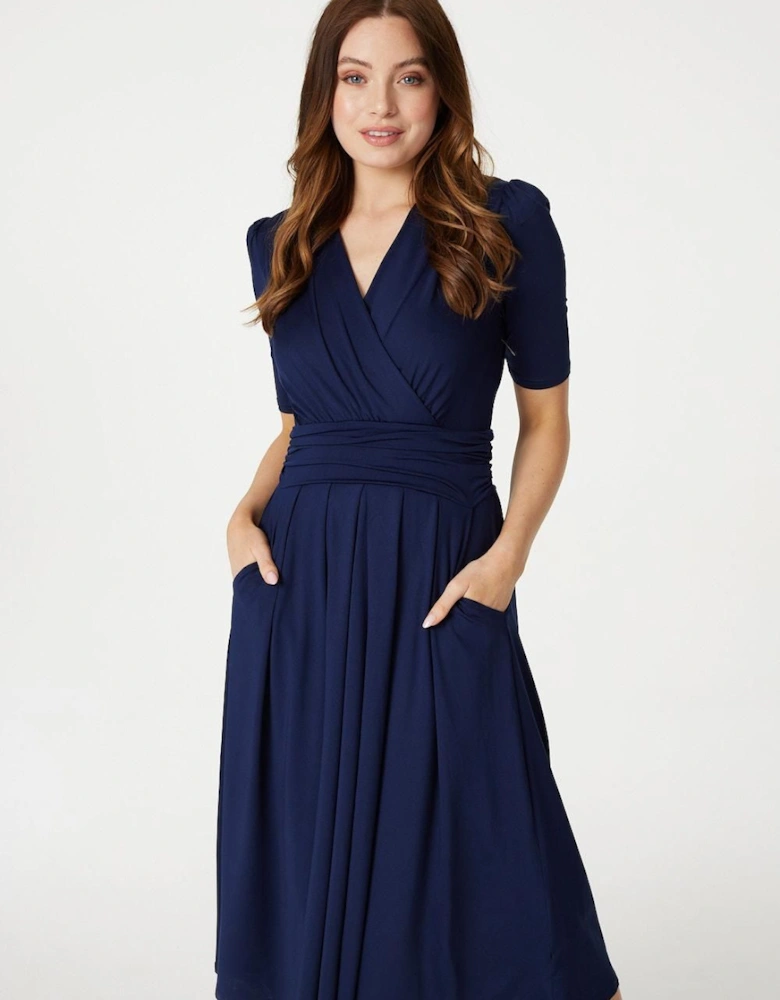 Ruched Waist Jersey Wrap Dress