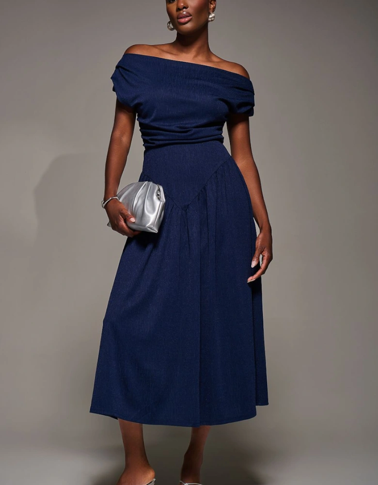 Asymmetric Neckline Midaxi Dress