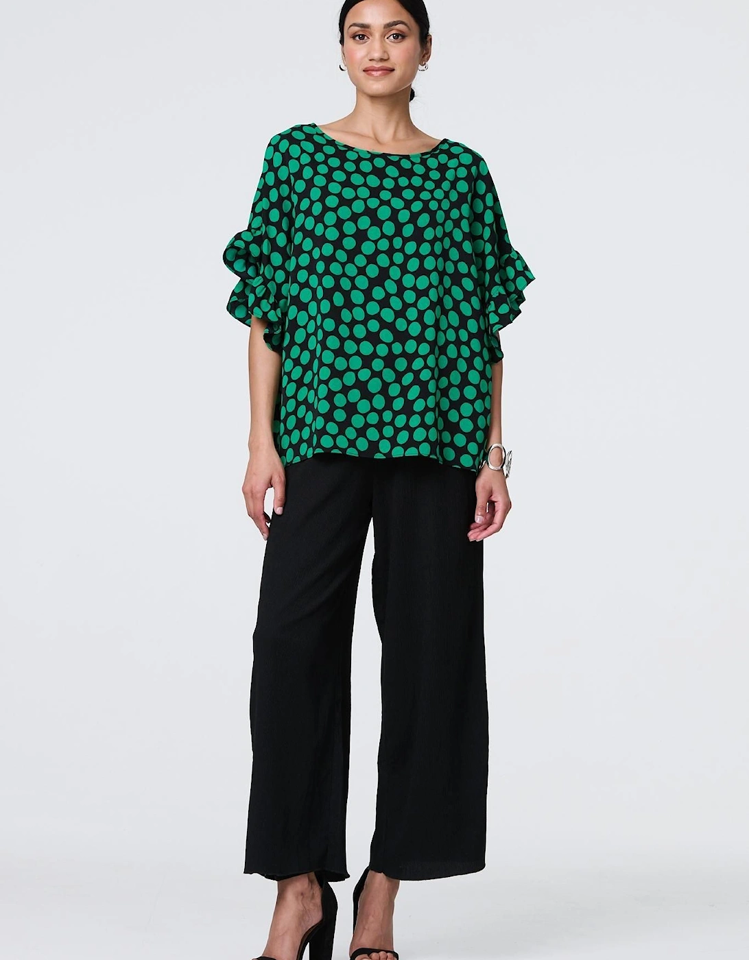 Polka Dot Frilled 1/2 Sleeve Blouse, 2 of 1