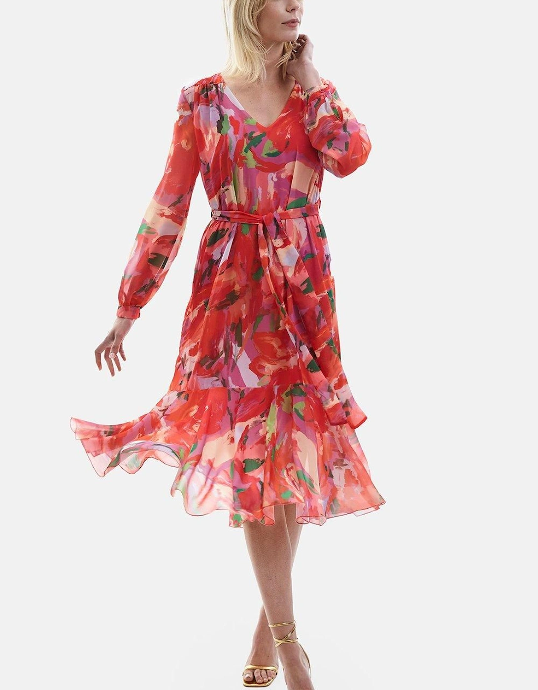 Belted Midi Dress Red, 2 of 1