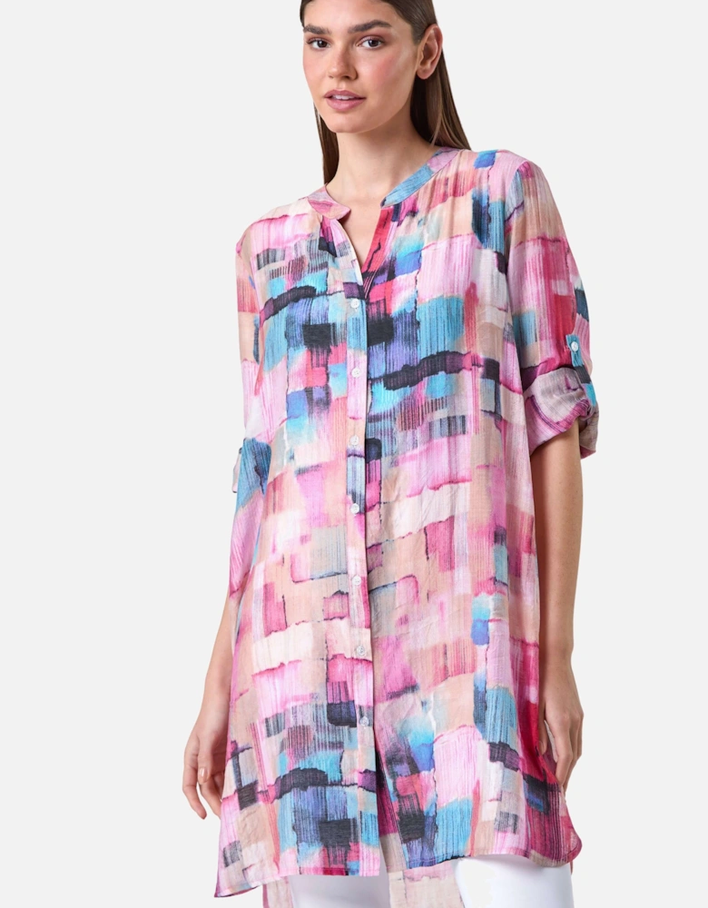 Abstract Print Longline Blouse