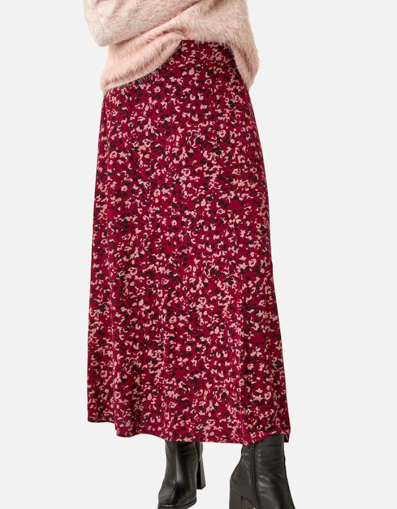Confetti Print Stretch Midi Skirt