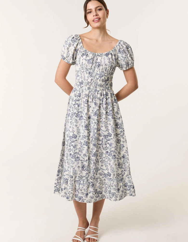 Multi Ditsy Floral Puff Sleeve Dress