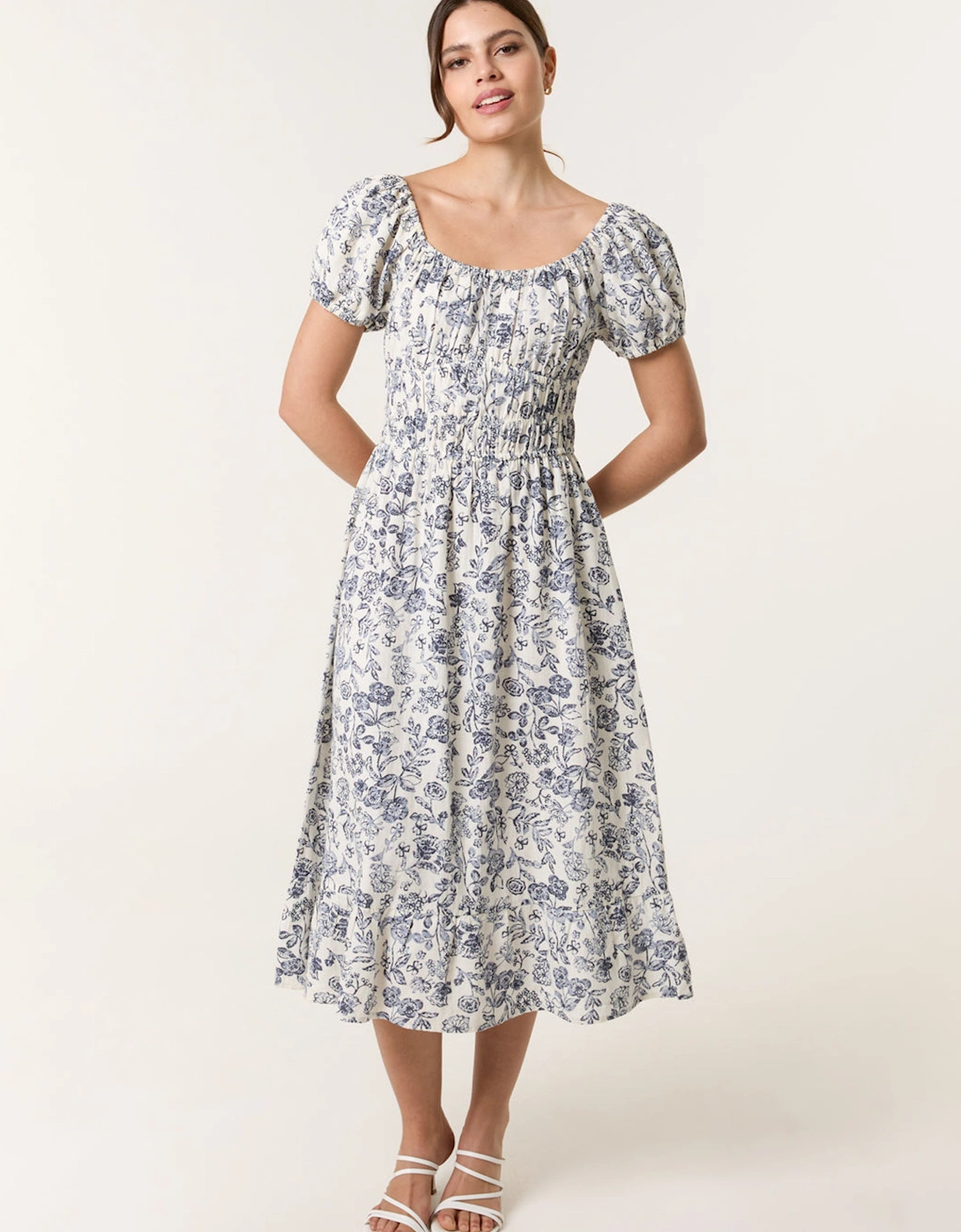 Multi Ditsy Floral Puff Sleeve Dress, 2 of 1